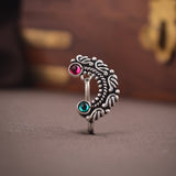 Oxidized Peacock Wings Stone Nath