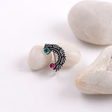 Oxidized Peacock Wings Stone Nath