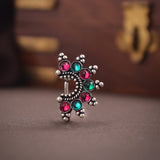 Oxidized Chand Shape Stone Nath