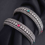 Oxidized Heart Motive Bangles