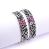 Oxidised Flower Stone Bangles