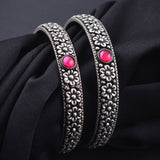 Oxidized Flower Designs Bangles
