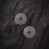 Round Black Stone Earrings