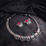 Oxidised Delicate Elephant Necklace