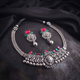 Oxidised Deligate Durga Necklace