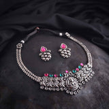 Oxidised Delicate Laxmi Necklace