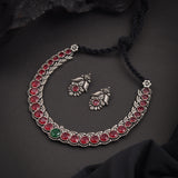 Oxidised Pink Stone Necklace