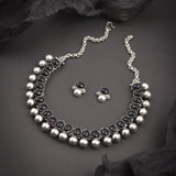 Oxidised Black Stone Kolhapuri Necklace