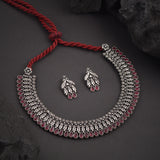 Oxidised Pink stone Necklace