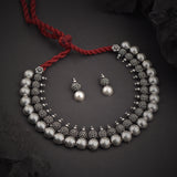 Oxidised Handcrafted Ethnic Boll Stone Necklace