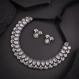 Oxidised Grey Monalisa Stone Necklace set