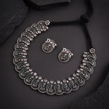 Oxidised Pink Monalisa Stone Necklace set