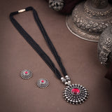 Oxidised Ethnic Round Stone 18 Inches Mangalsutra