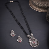 Oxidised Peacock Pink Stone Mangalsutra