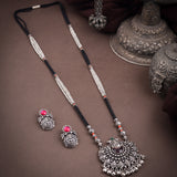 Oxidised Laxmi Stone Pendant Long Mangalsutra
