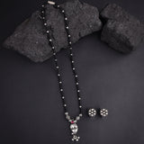 Oxidised Mango Shappe With Lotus design Mangalsutra