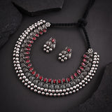 Oxidized Kolhapuri Peocock stone Wajratika Traditional Necklace