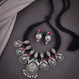 Oxidised  Durga Maa 7 Pendant Thread Stone Necklace