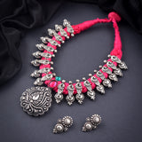Oxidised Laxmi Pink thread Thread Necklace