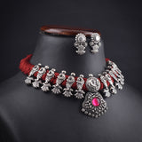 Oxidised Marron Thread Necklace