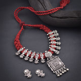 Oxidised Marron Thread Necklace