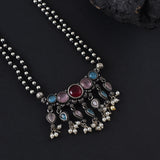 Oxidised Two Layer Stone Long Mangalsutra