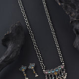 Oxidised Two Layer Monalisa Stone 24 Iches Mangalsutra