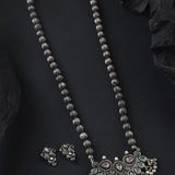 Oxidised Kolhapuri Javmani Beads With Monalisa Stone Pendant