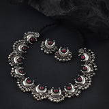 Ethnic Oxidised Kolhapuri Chand Ghungroo Necklace set