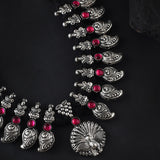 Oxidised Peacock Thread Stone Necklace