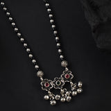 Oxidised 3 Flower Pendant Single layer 18 Inches Mangalsutra