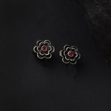 Oxidised 3 Flower Pendant Single layer 18 Inches Mangalsutra