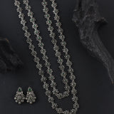 Oxidised Kolhapuri Two Layer Green Stone Bakuli Haar