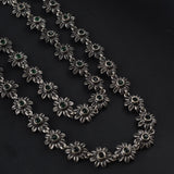 Oxidised Kolhapuri Two Layer Green Stone Bakuli Haar