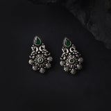 Oxidised Kolhapuri Two Layer Green Stone Bakuli Haar