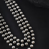 Oxidised 3 Layer Ethnic Round Ball Long Necklace