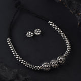 Oxidised Kolhapuri Flower Design 3 Beads Thushi