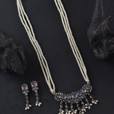 Oxidised Monalisa Stones Tanmani Necklace