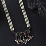 Oxidised Tanmani Stone Long Necklace