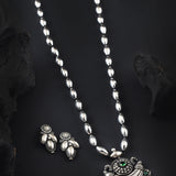 Oxidised Chand Green Stone Pendant Single Bormala