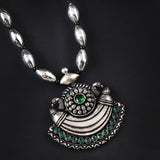 Oxidised Chand Green Stone Pendant Single Bormala