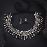 Oxidised Wajratika Pink Monalisa Stone Latkan Necklace