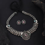 Oxidised Stone Pendant Delicate Necklace