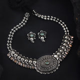 Oxidised Mango Shape Motif Delicate Necklace