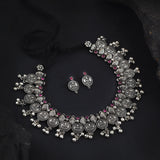 Oxidised Laxmi Coin Ghungroo Necklace