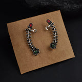 Bloom Vine Earrings – Oxidized Silver Floral Love Studs