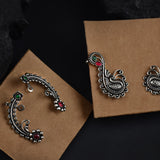 Royal Paisley Earrings – Oxidized Silver Love Motif Studs