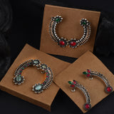 Regal Curve Earrings Set – Oxidized Silver Love Edit