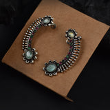 Mystic Curve Earrings – Oxidized Silver Love Statement