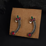 Floral Vine Earrings – Oxidized Silver Love Curves